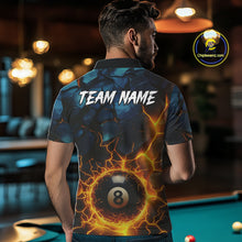 Load image into Gallery viewer, Personalized Fire Cracks 8 Ball Billiard Shirt For Men Custom 8 Ball Pool Jersey Polo &amp; 1/4 Zip TDM5045