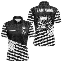 Load image into Gallery viewer, Personalized Black White US Flag Skull Dart Shirts For Men Custom Patriotic Cool Dart Team Jerseys TDM3275