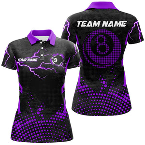 Personalized Purple 8 Ball Point 3D Billiard Women Polo Shirts Best Custom Billiards Apparel Clothing TDM0949