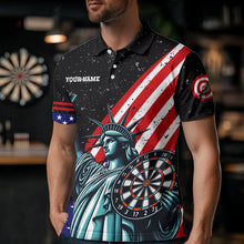 Load image into Gallery viewer, Personalized The Statue Of Liberty Black Darts Shirts For Men Custom Us Flag Patriotic Darts Jersey TDM3466