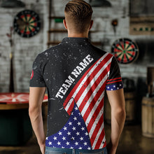 Load image into Gallery viewer, Personalized The Statue Of Liberty Black Darts Shirts For Men Custom Us Flag Patriotic Darts Jersey TDM3466