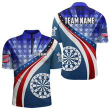 Load image into Gallery viewer, Personalized USA Flag Darts Polo &amp; Quarter Zip Custom Men Dart Shirt Patriotic American Dart Jersey TDM3468