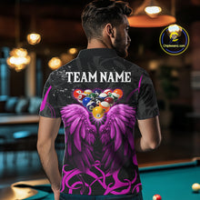 Load image into Gallery viewer, Black And Purple 8 Ball Wings Billiard Shirt For Men Custom Tribal Pool Jersey Team Polo &amp; 1/4 Zip TDM5774