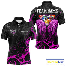 Load image into Gallery viewer, Black And Purple 8 Ball Wings Billiard Shirt For Men Custom Tribal Pool Jersey Team Polo &amp; 1/4 Zip TDM5774