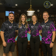 Load image into Gallery viewer, Black And Purple 8 Ball Wings Billiard Shirt For Men Custom Tribal Pool Jersey Team Polo &amp; 1/4 Zip TDM5774