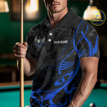 Load image into Gallery viewer, Black And Blue 8 Ball Wings Billiard Shirt For Men Custom Tribal Pool Jersey Team Polo &amp; 1/4 Zip TDM5775