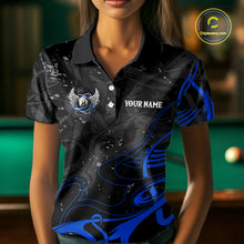 Load image into Gallery viewer, Black And Blue 8 Ball Wings Billiard Shirt For Women Custom Tribal Pool Jersey Team Polo &amp; 1/4 Zip TDM5775