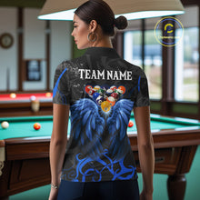 Load image into Gallery viewer, Black And Blue 8 Ball Wings Billiard Shirt For Women Custom Tribal Pool Jersey Team Polo &amp; 1/4 Zip TDM5775
