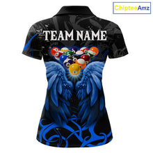 Load image into Gallery viewer, Black And Blue 8 Ball Wings Billiard Shirt For Women Custom Tribal Pool Jersey Team Polo &amp; 1/4 Zip TDM5775