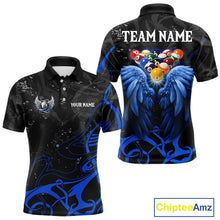Load image into Gallery viewer, Black And Blue 8 Ball Wings Billiard Shirt For Men Custom Tribal Pool Jersey Team Polo &amp; 1/4 Zip TDM5775