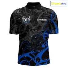 Load image into Gallery viewer, Black And Blue 8 Ball Wings Billiard Shirt For Men Custom Tribal Pool Jersey Team Polo &amp; 1/4 Zip TDM5775