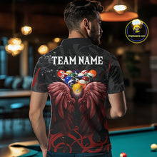 Load image into Gallery viewer, Black And Red 8 Ball Wings Billiard Shirt For Men Custom Tribal Pool Jersey Team Polo &amp; 1/4 Zip TDM5776