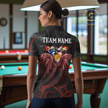 Load image into Gallery viewer, Black And Red 8 Ball Wings Billiard Shirt For Women Custom Tribal Pool Jersey Team Polo &amp; 1/4 Zip TDM5776