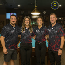 Load image into Gallery viewer, Black And Red 8 Ball Wings Billiard Shirt For Men Custom Tribal Pool Jersey Team Polo &amp; 1/4 Zip TDM5776