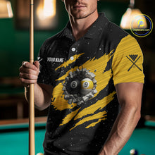 Load image into Gallery viewer, Yellow Black Grunge US Flag 8 Ball &amp; 9 Ball Pool Men's Billiard Shirt Custom Billiard Team Jersey TDM5777