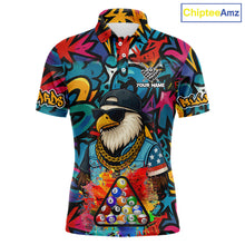 Load image into Gallery viewer, Funny Eagle Colorful Graffiti 8 Ball Billiard Shirt For Men Custom Billiard Jersey Pool Team Shirt TDM5782