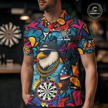 Load image into Gallery viewer, Funny Eagle Colorful Graffiti Darts Shirt For Men Custom Darts Jersey Team Polo &amp; 1/4 Zip TDM5783
