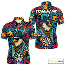 Load image into Gallery viewer, Funny Eagle Colorful Graffiti Darts Shirt For Men Custom Darts Jersey Team Polo &amp; 1/4 Zip TDM5783
