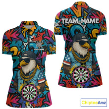Load image into Gallery viewer, Funny Eagle Colorful Graffiti Darts Shirt For Women Custom Darts Jersey Team Polo &amp; 1/4 Zip TDM5783