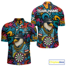 Load image into Gallery viewer, Funny Eagle Colorful Graffiti Darts Shirt For Men Custom Darts Jersey Team Polo &amp; 1/4 Zip TDM5783
