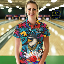 Load image into Gallery viewer, Funny Eagle Colorful Graffiti Bowling Shirt For Women Custom Bowling Team Jersey Polo &amp; 1/4 Zpip TDM5784