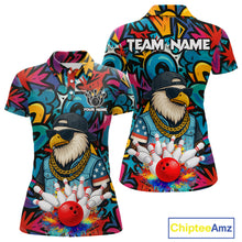 Load image into Gallery viewer, Funny Eagle Colorful Graffiti Bowling Shirt For Women Custom Bowling Team Jersey Polo &amp; 1/4 Zpip TDM5784