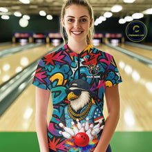 Load image into Gallery viewer, Funny Eagle Colorful Graffiti Bowling Shirt For Women Custom Bowling Team Jersey Polo &amp; 1/4 Zpip TDM5784