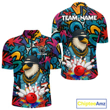 Load image into Gallery viewer, Funny Eagle Colorful Graffiti Bowling Shirt For Men Custom Bowling Team Jersey Polo &amp; 1/4 Zpip TDM5784