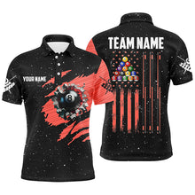 Load image into Gallery viewer, Customized Grunge American Flag 8 Ball Pool Men Billiard Polo Shirts, Pool Player Shirts |Red TDM1114