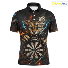 Load image into Gallery viewer, Personalized Leopard Lightning Darts Shirt For Men Custom Darts Jersey Polo &amp; 1/4 Zip Team Shirts TDM6378