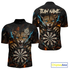 Load image into Gallery viewer, Personalized Leopard Lightning Darts Shirt For Men Custom Darts Jersey Polo &amp; 1/4 Zip Team Shirts TDM6378