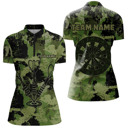 Custom Grunge Green Camo Darts Arrow Shirts For Women, Retro Darts Jerseys, Father's Day Darts Gifts TDM1660