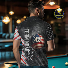 Load image into Gallery viewer, Personalized Grunge American Flag Men's Billiard Shirts Custom 8 Ball Pool Smoke Team Jerseys TDM4054