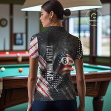 Load image into Gallery viewer, Personalized Grunge American Flag Women's Billiard Shirts Custom 8 Ball Pool Smoke Team Jerseys TDM4054