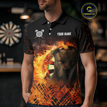 Load image into Gallery viewer, Personalized Fire Pitbull Dart Shirts For Men – Custom Flaming Darts Team Polo &amp; 1/4 Zip Jerseys TDM4056