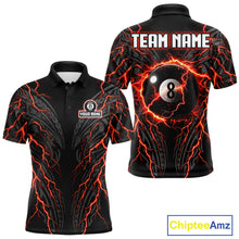 Load image into Gallery viewer, Thunder Lightning Tribal 8 Ball men's billiard polo shirt custom pool jersey, personalized billiards team apparel, tournament uniform
