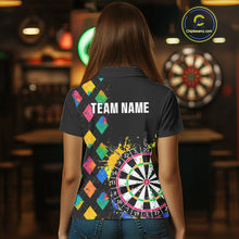 Load image into Gallery viewer, Custom Colorful Grunge Argyle Darts Shirt For Women Custom Darts Team Jersey, Funny Darts Gifts TDM4402