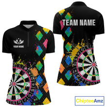 Load image into Gallery viewer, Custom Colorful Grunge Argyle Darts Shirt For Women Custom Darts Team Jersey, Funny Darts Gifts TDM4402