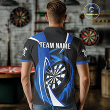 Load image into Gallery viewer, Personalized Blue And Black Darts Shirt For Men Custom Darts League Team Polo &amp; 1/4 Zip Jerseys TDM4405