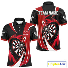 Load image into Gallery viewer, Personalized Red And Black Darts Shirt For Men Custom Darts League Team Polo &amp; 1/4 Zip Jerseys TDM4406