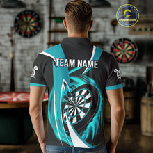 Load image into Gallery viewer, Personalized Turquoise &amp; Black Darts Shirt For Men Custom Darts League Team Polo &amp; 1/4 Zip Jerseys TDM4407