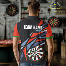 Load image into Gallery viewer, Personalized Red, Blue &amp; Black Darts Shirt For Men Custom Darts League Team Jersey Polo &amp; 1/4 Zip TDM4409