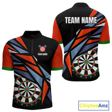 Load image into Gallery viewer, Personalized Red, Blue &amp; Black Darts Shirt For Men Custom Darts League Team Jersey Polo &amp; 1/4 Zip TDM4409