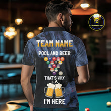 Load image into Gallery viewer, Pool And Beer That&#39;s Why I&#39;m Here Billiard Shirt For Men Custom Funny Billiard Team Jersey TDM4831