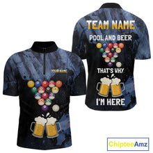 Load image into Gallery viewer, Pool And Beer That&#39;s Why I&#39;m Here Billiard Shirt For Men Custom Funny Billiard Team Jersey TDM4831