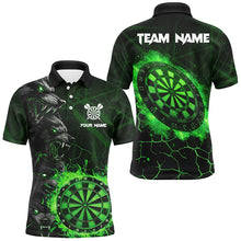 Load image into Gallery viewer, Green Dart Board Fire Flame Custom Wolf Dart Shirts For Men, Darts League Team Jerseys Uniform TDM2799