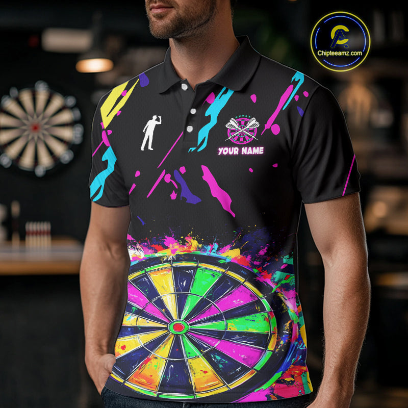 Funny Colorful Splash Dartboard Graffiti Style Darts Shirt For Men Custom Darts Team Jersey Outfit TDM5053