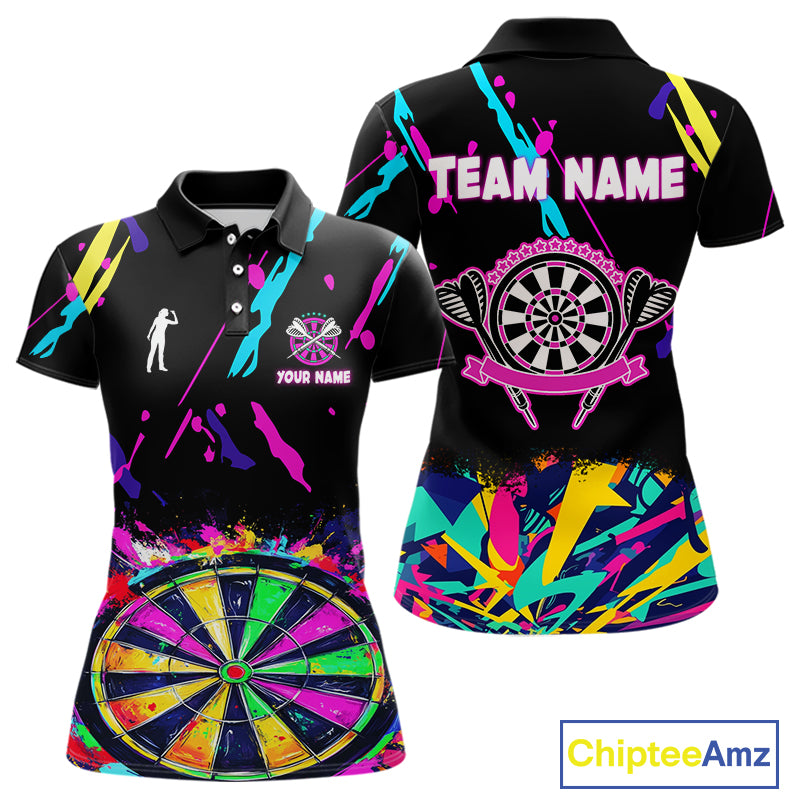 Funny Colorful Splash Dartboard Graffiti Style Darts Shirt For Women Custom Darts Team Jersey Outfit TDM5053