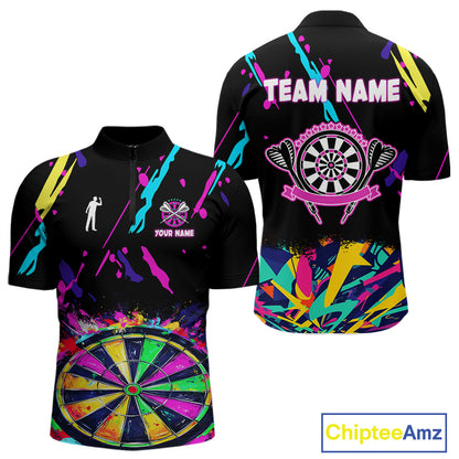 Funny Colorful Splash Dartboard Graffiti Style Darts Shirt For Men Custom Darts Team Jersey Outfit TDM5053