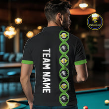 Load image into Gallery viewer, DNA Billiard 8 Ball &amp; 9 Ball Shirts For Men Custom Funny Pool Jerseys Team Polo &amp; 1/4 Zip |Green TDM5520